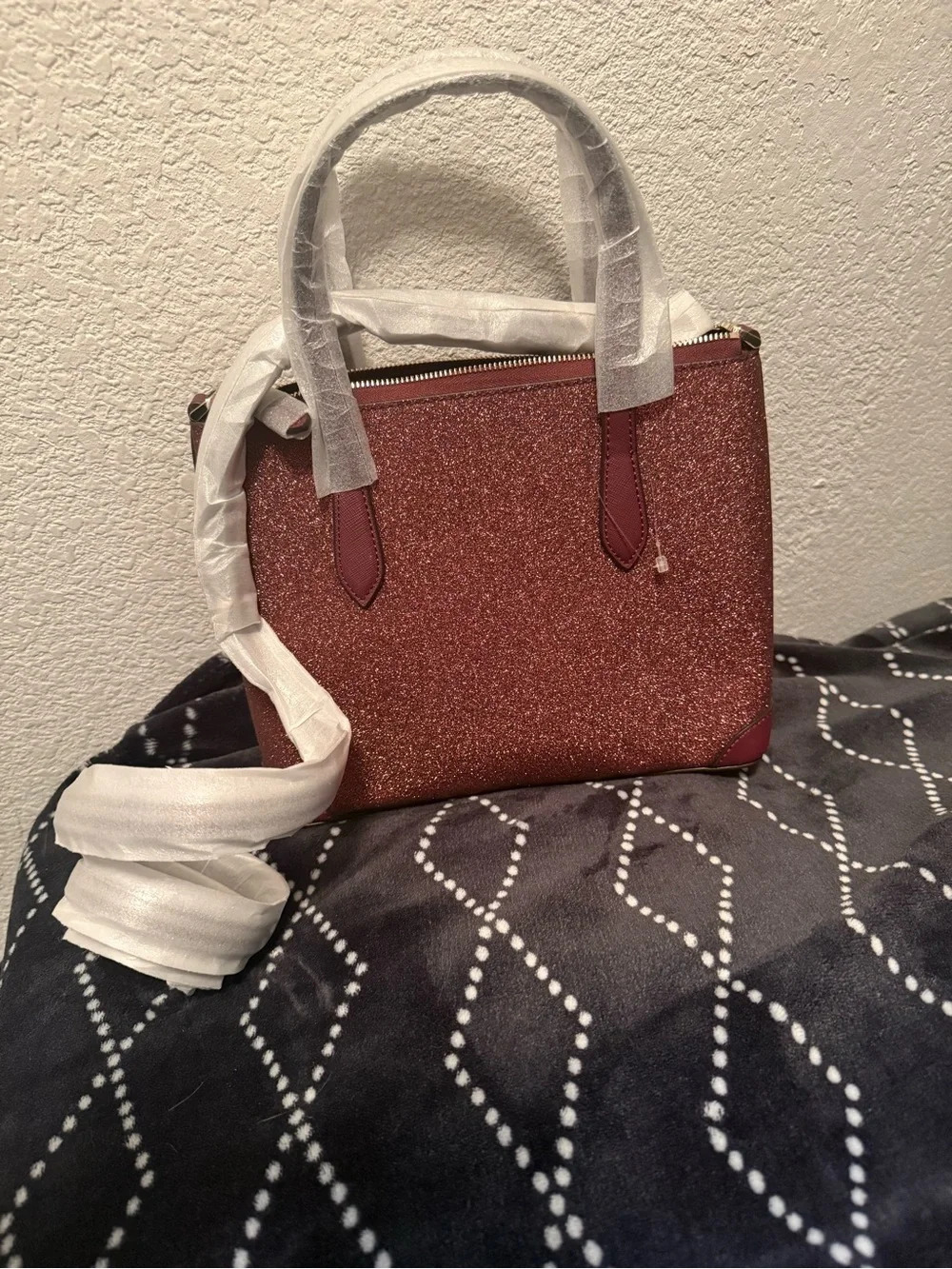 kate spade glitter satchel in burgundy - Picture 2 of 3